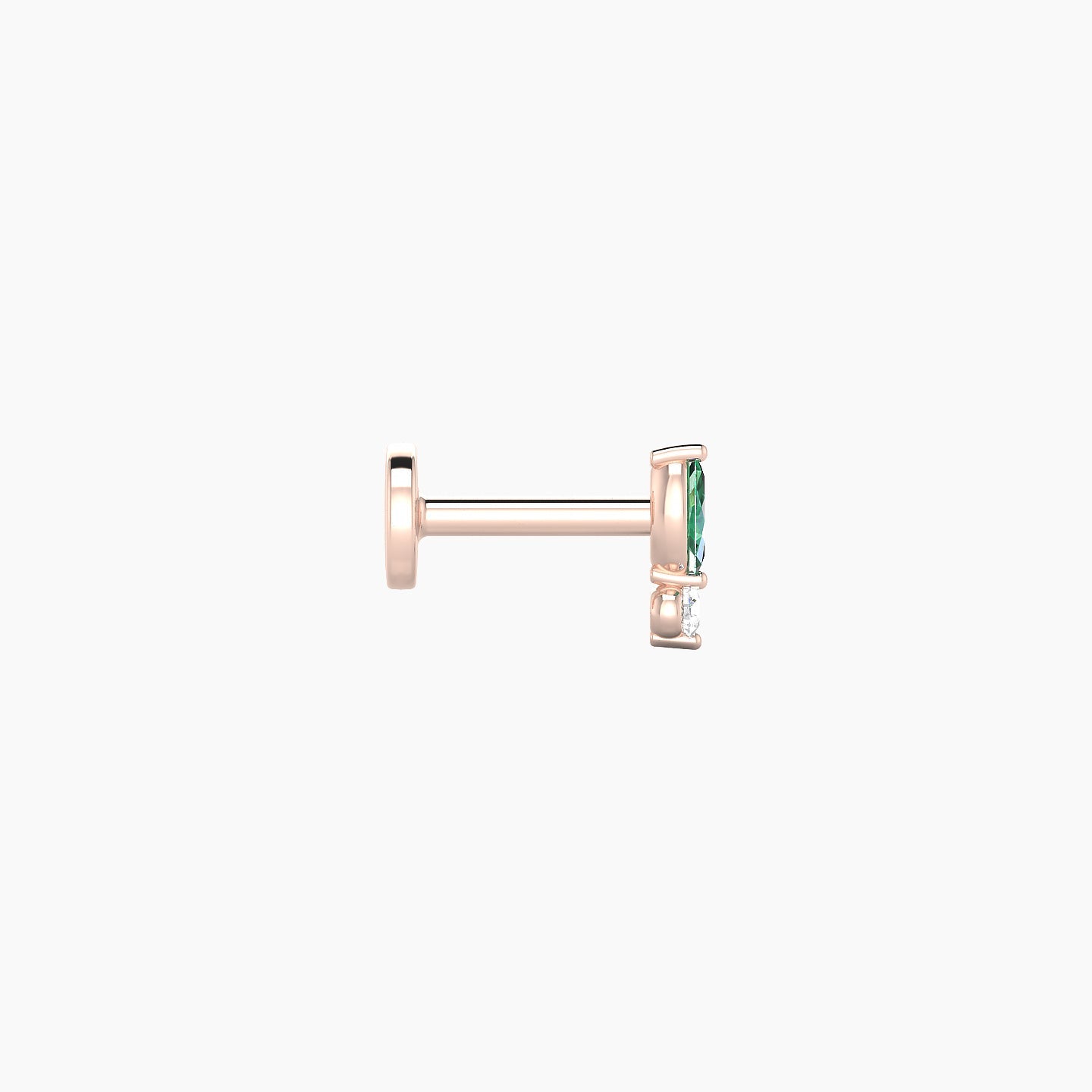 Thea | 18k Rose Gold 5 mm 5.5 mm Emerald & Diamond Nostril Piercing