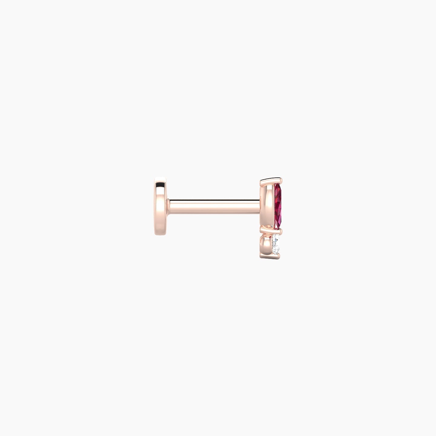 Thea | 18k Rose Gold 5 mm 5.5 mm Ruby & Diamond Nostril Piercing