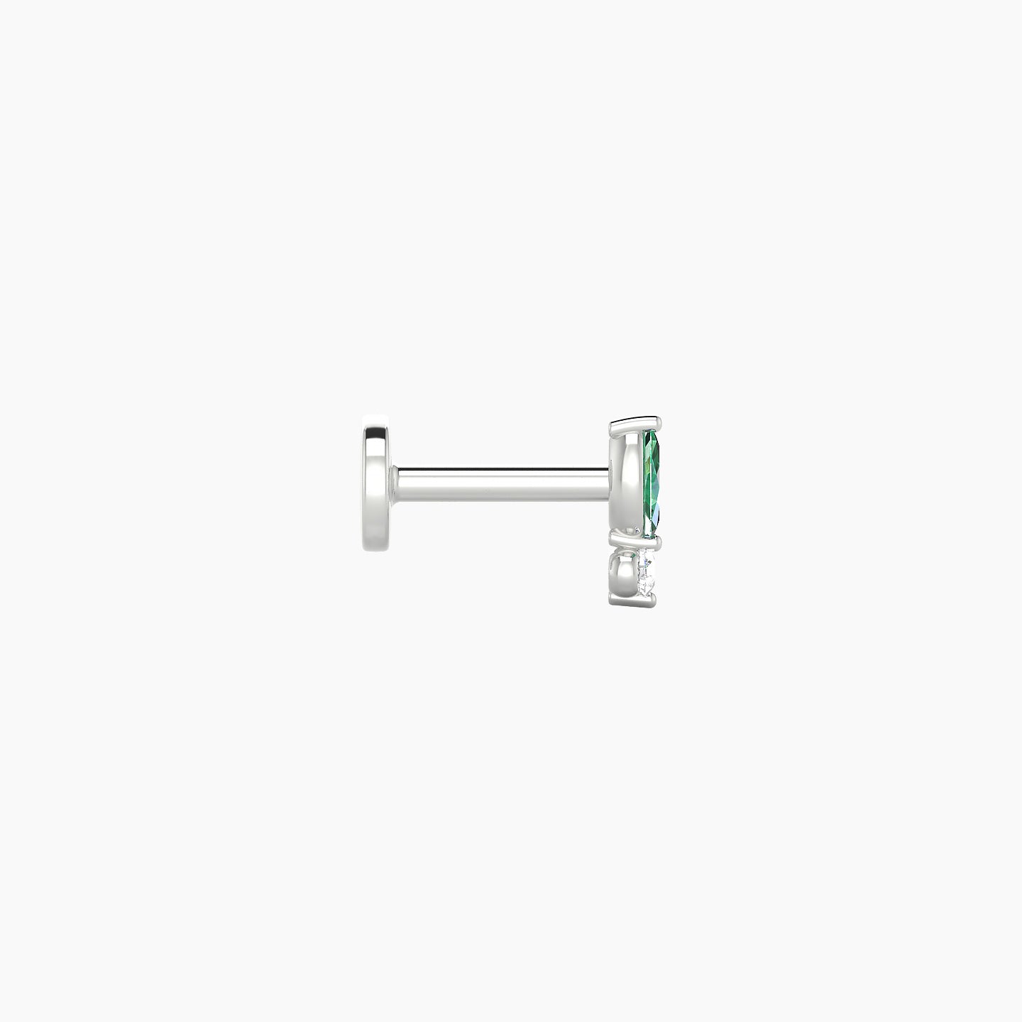 Thea | 18k White Gold 5 mm 5.5 mm Emerald & Diamond Nostril Piercing