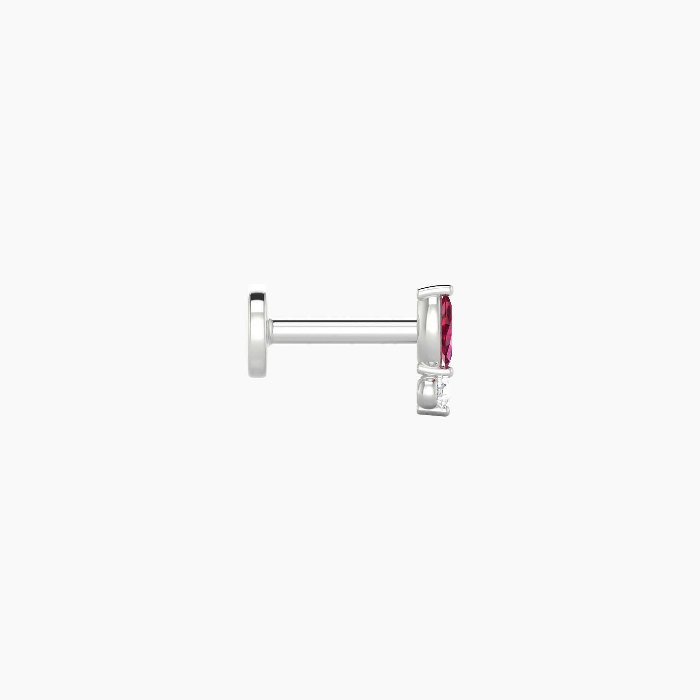 Thea | 18k White Gold 5 mm 5.5 mm Ruby & Diamond Nostril Piercing