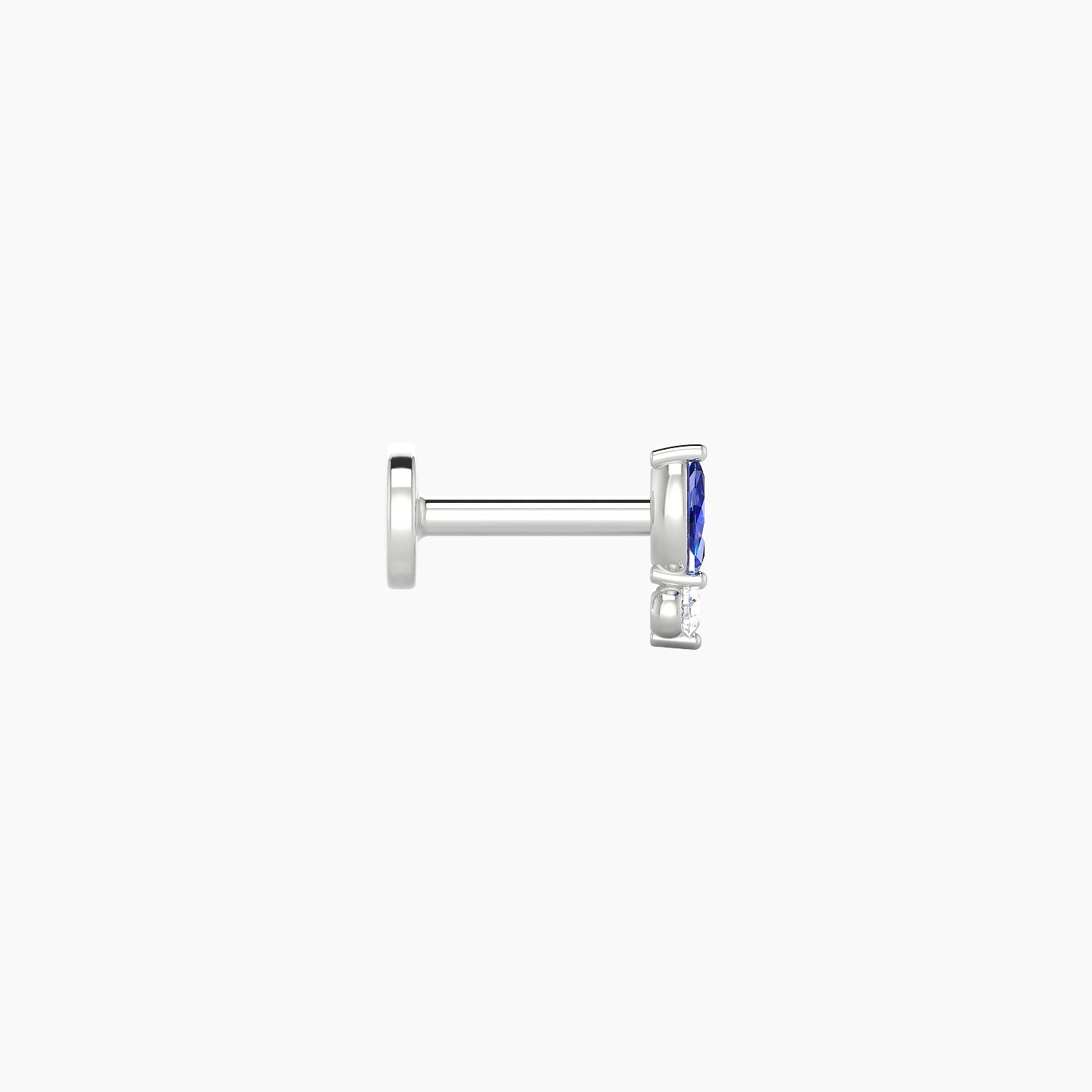 Thea | 18k White Gold 5 mm 5.5 mm Sapphire & Diamond Nostril Piercing