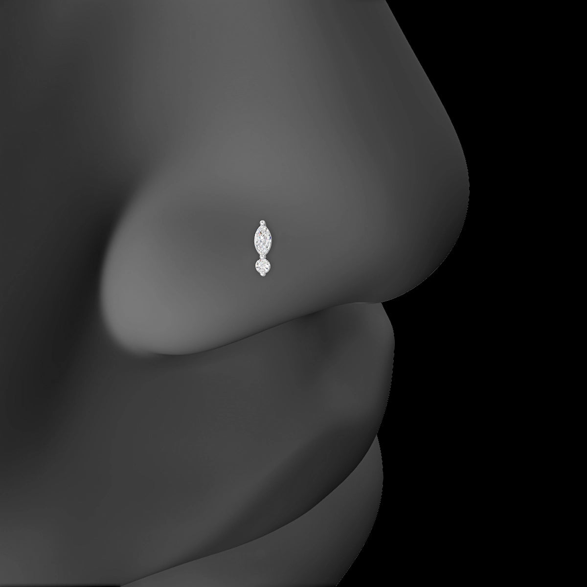 Thea | 18k White Gold 5.5 mm 6.5 mm Diamond Nose Piercing