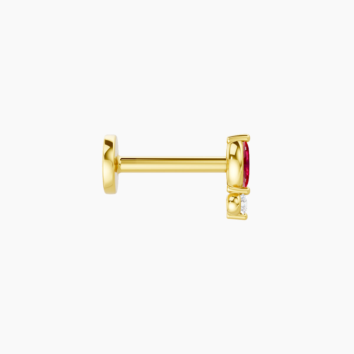Thea | 18k Yellow Gold 6.5 mm 5.5 mm Ruby & Diamond Nose Piercing
