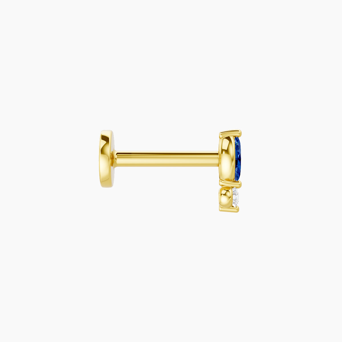 Thea | 18k Yellow Gold 6.5 mm 5.5 mm Sapphire & Diamond Nose Piercing