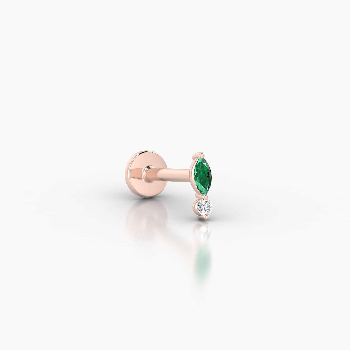 Thea | 18k Rose Gold 6.5 mm 5.5 mm Emerald & Diamond Nostril Piercing