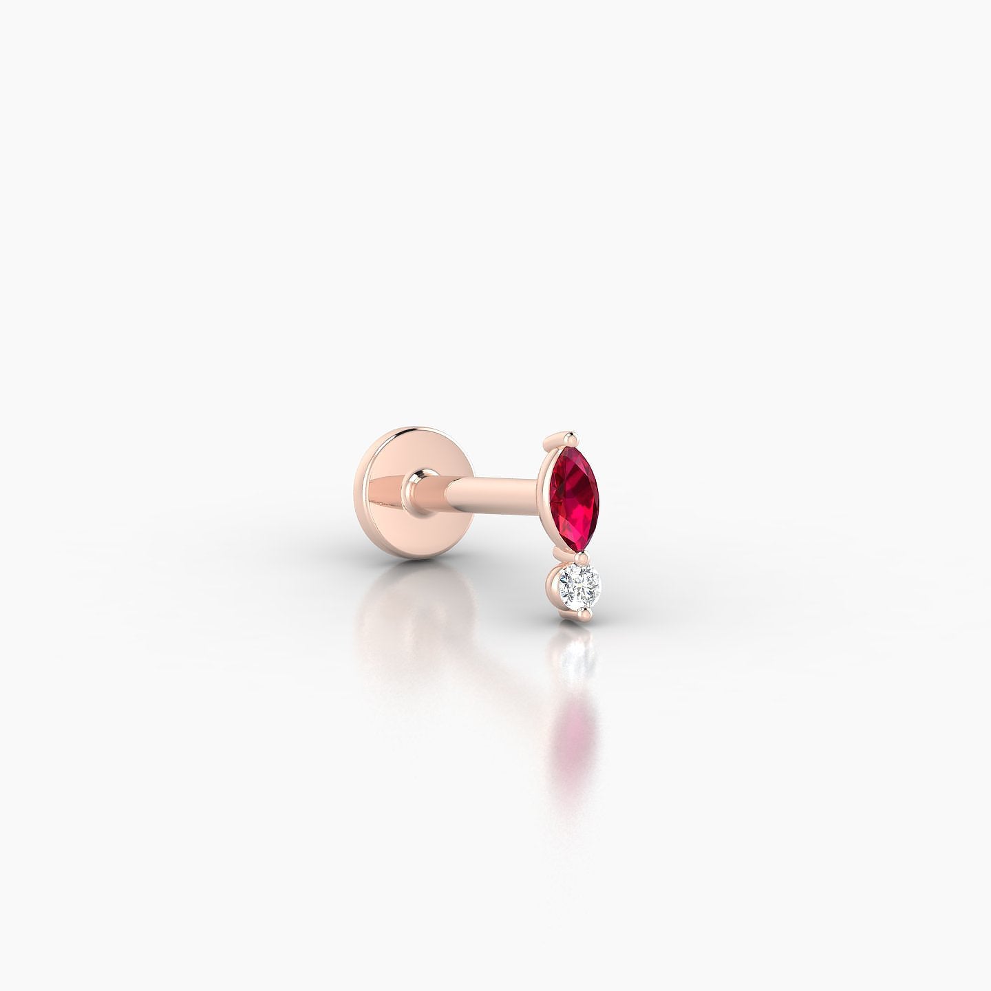 Thea | 18k Rose Gold 6.5 mm 5.5 mm Ruby & Diamond Nostril Piercing