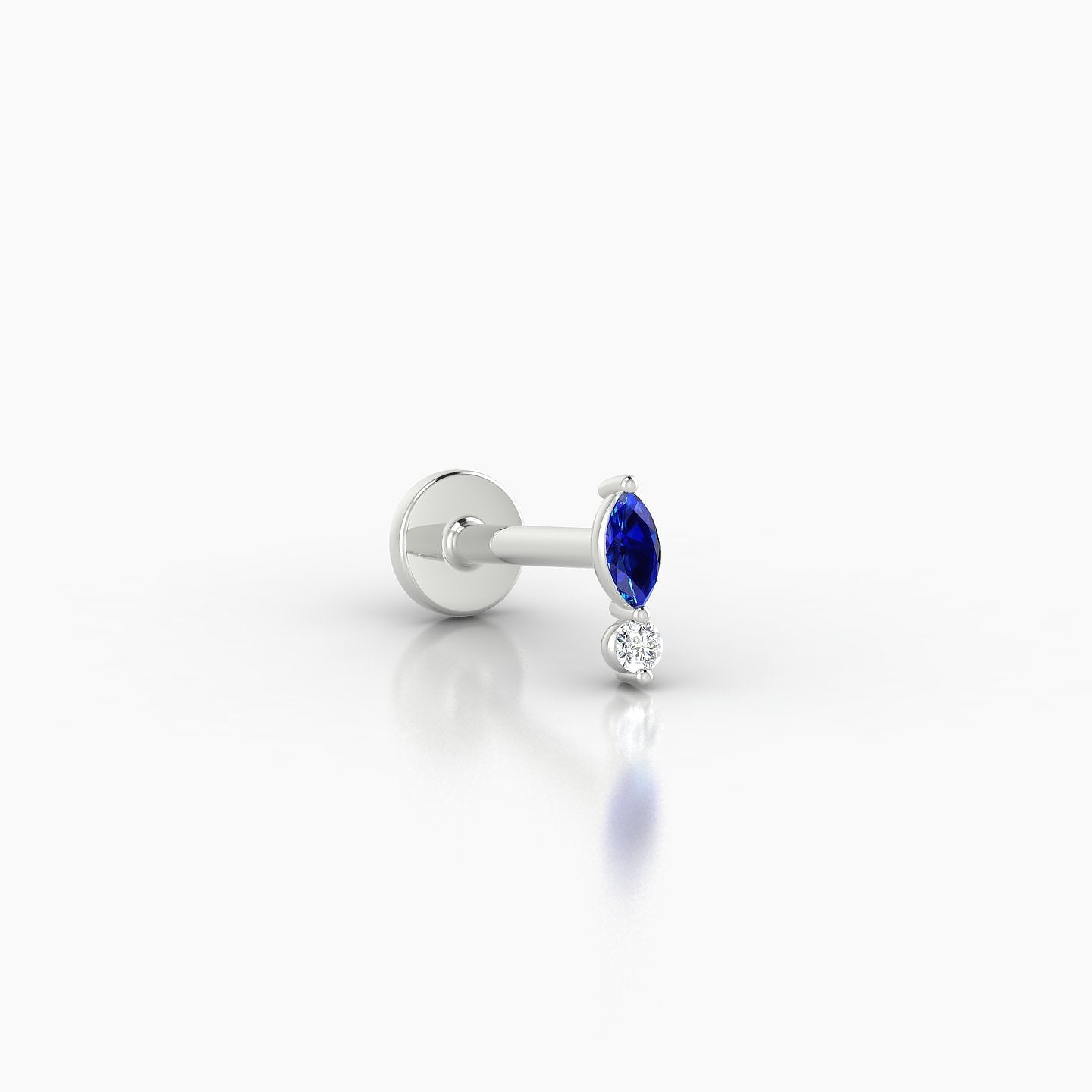 Thea | 18k White Gold 6.5 mm 5.5 mm Sapphire & Diamond Nostril Piercing