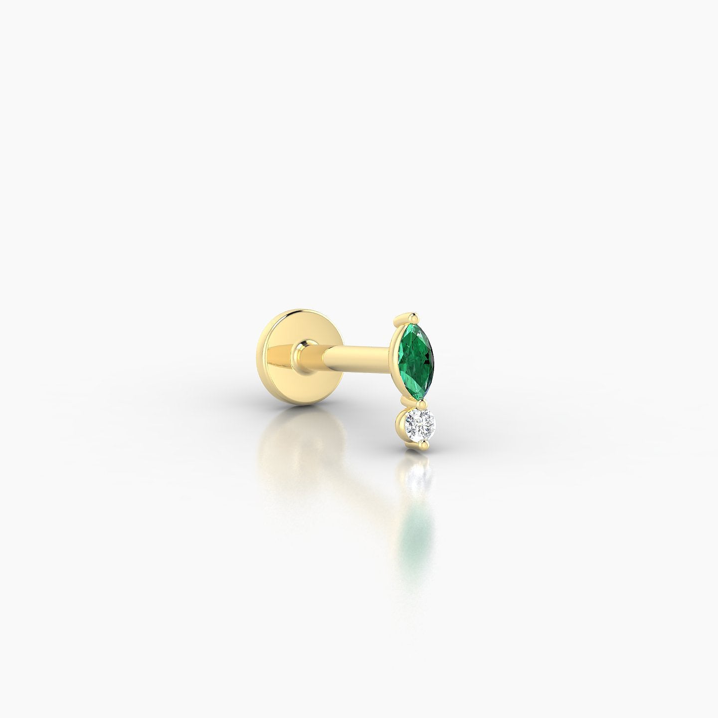 Thea | 18k Yellow Gold 6.5 mm 5.5 mm Emerald & Diamond Nostril Piercing