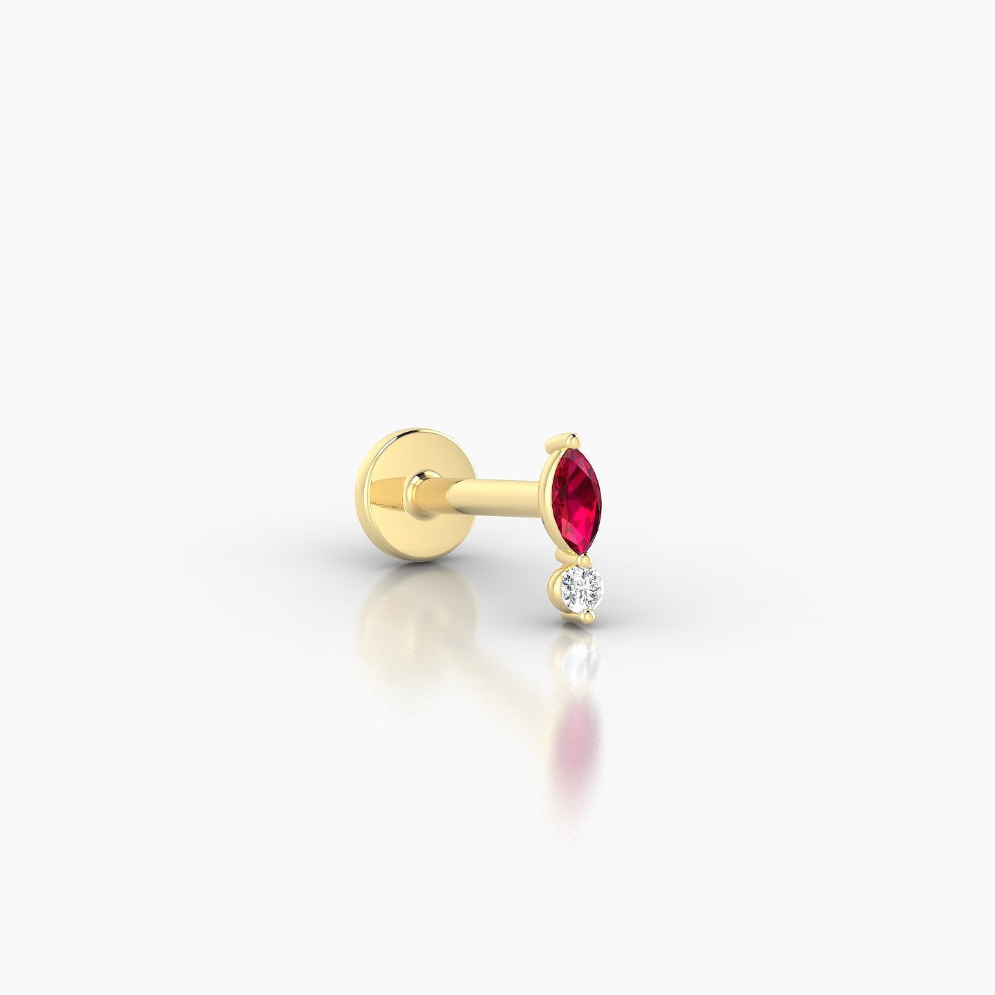 Thea | 18k Yellow Gold 6.5 mm 5.5 mm Ruby & Diamond Nostril Piercing