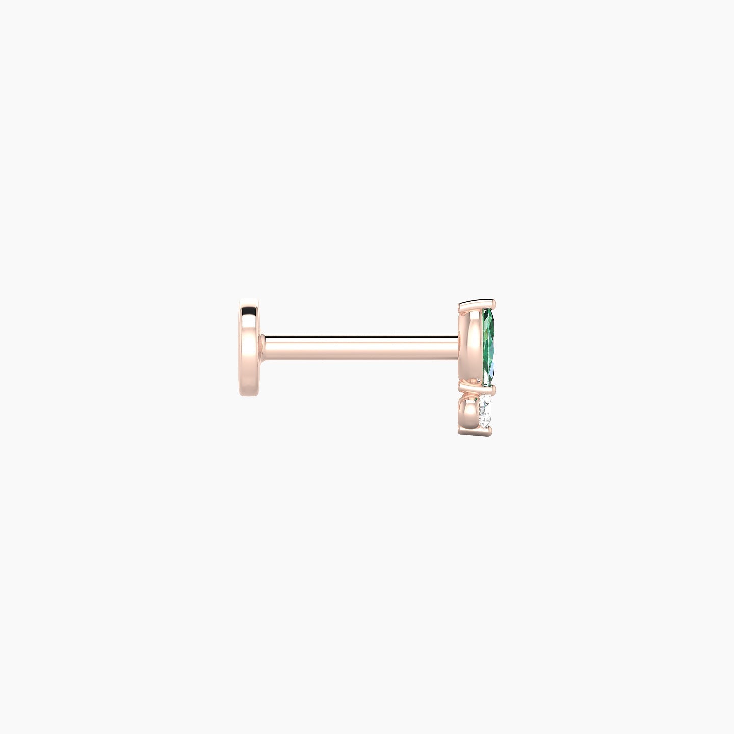 Thea | 18k Rose Gold 6.5 mm 5.5 mm Emerald & Diamond Nostril Piercing