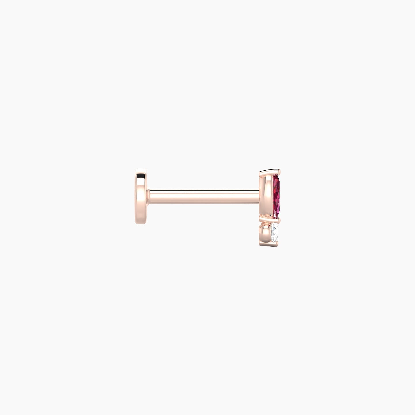 Thea | 18k Rose Gold 6.5 mm 5.5 mm Ruby & Diamond Nostril Piercing