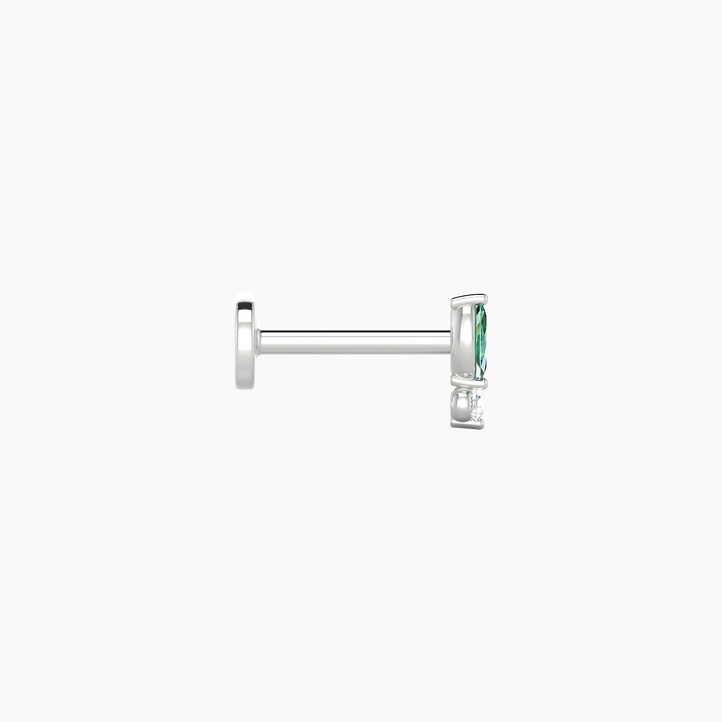 Thea | 18k White Gold 6.5 mm 5.5 mm Emerald & Diamond Nostril Piercing