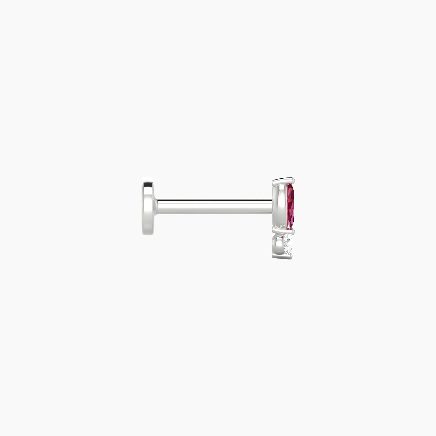 Thea | 18k White Gold 6.5 mm 5.5 mm Ruby & Diamond Nostril Piercing