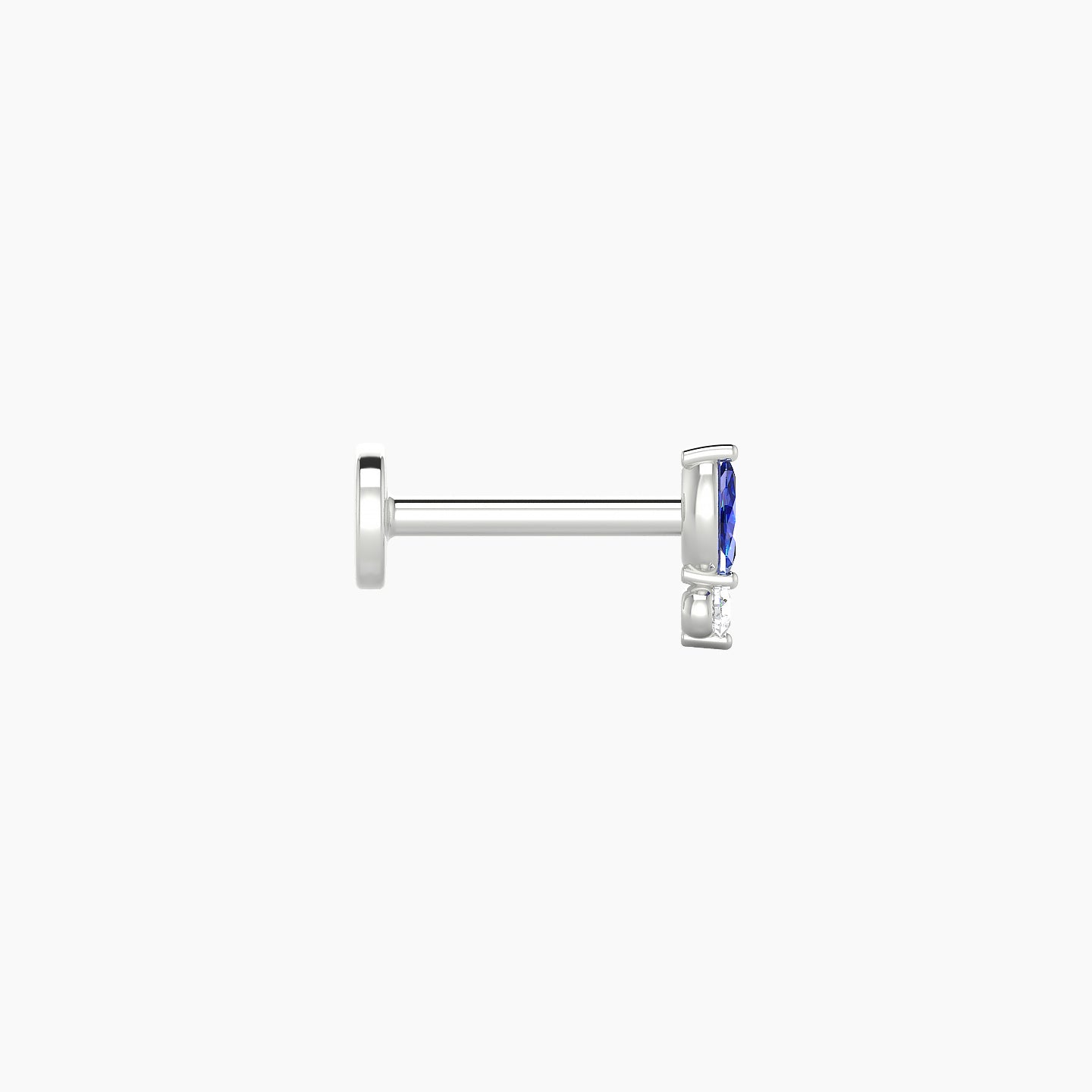 Thea | 18k White Gold 6.5 mm 5.5 mm Sapphire & Diamond Nostril Piercing