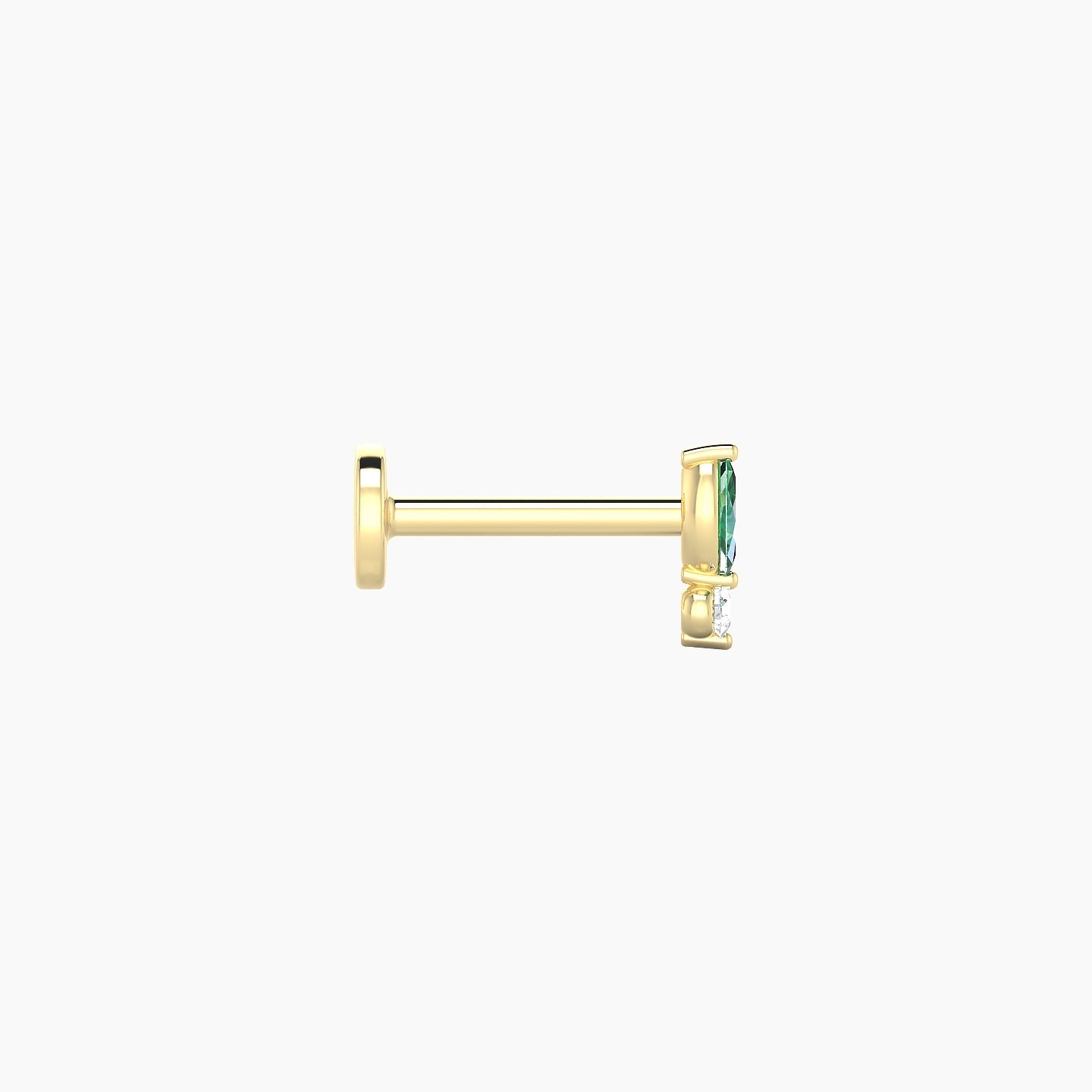 Thea | 18k Yellow Gold 6.5 mm 5.5 mm Emerald & Diamond Nostril Piercing