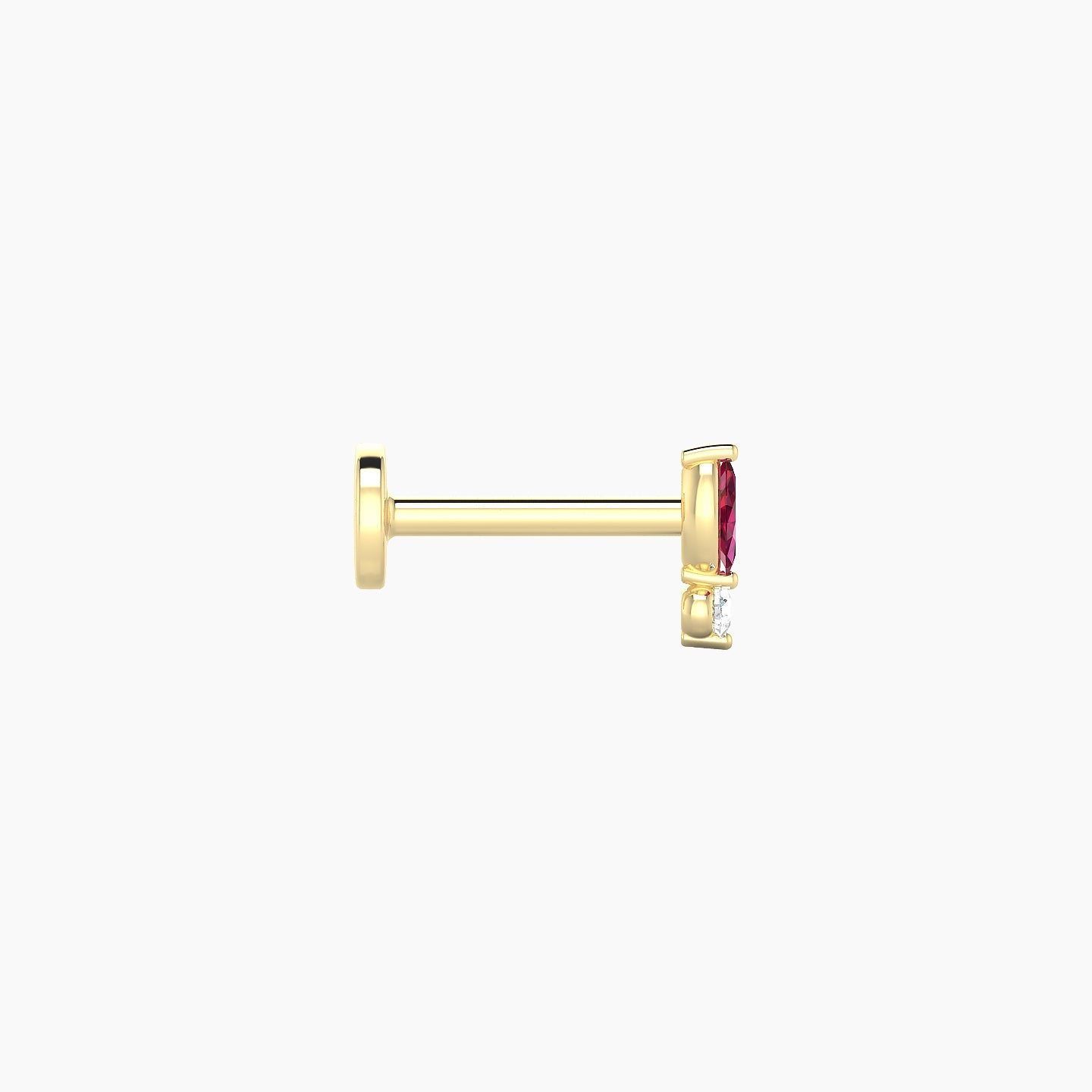 Thea | 18k Yellow Gold 6.5 mm 5.5 mm Ruby & Diamond Nostril Piercing