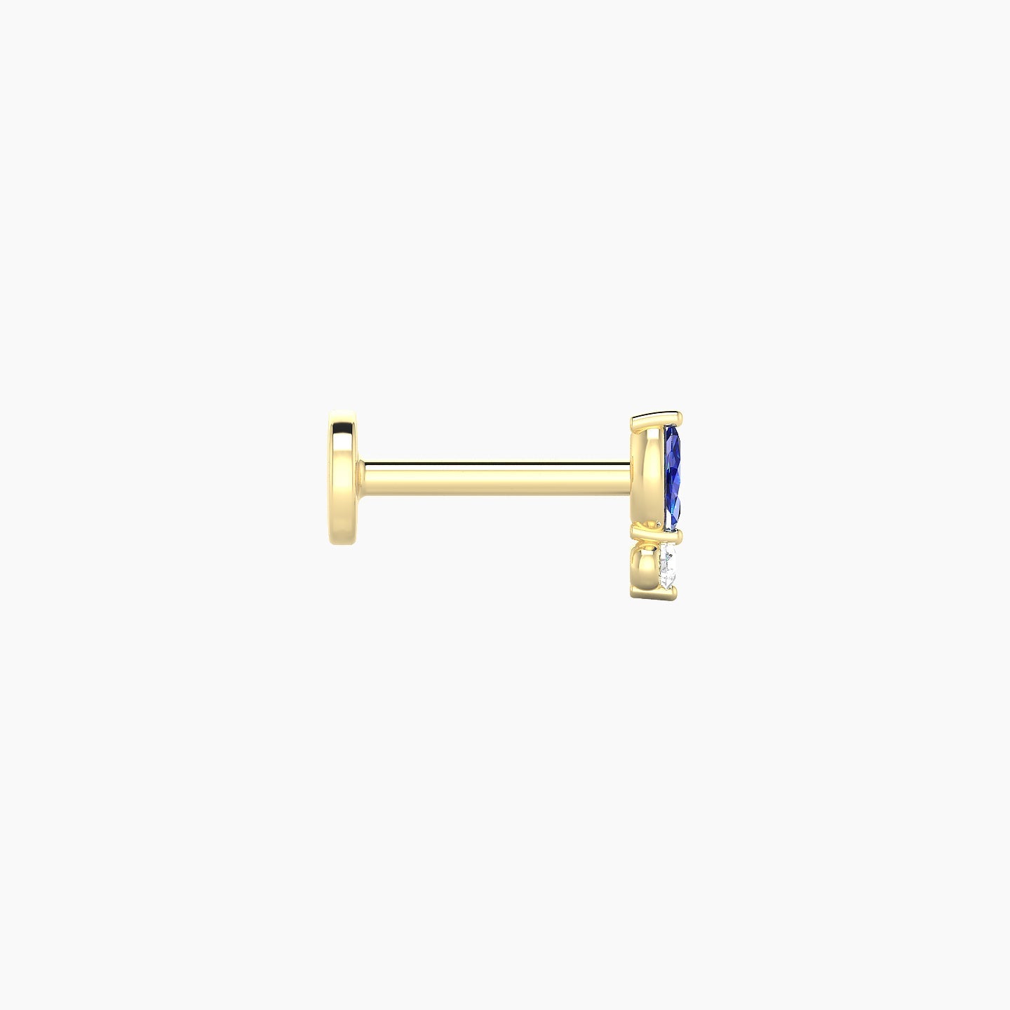 Thea | 18k Yellow Gold 6.5 mm 5.5 mm Sapphire & Diamond Nostril Piercing