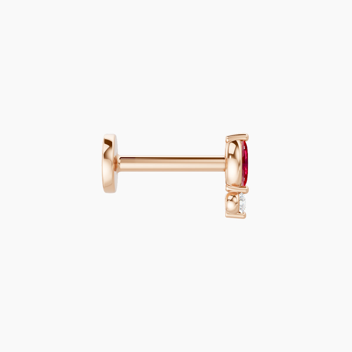 Thea | 18k Rose Gold 6.5 mm 5.5 mm Ruby & Diamond Piercing