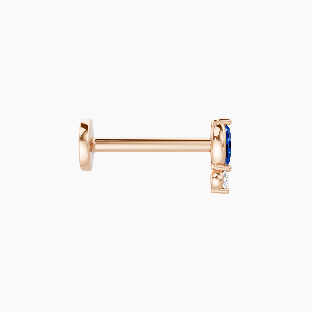 Thea | 18k Rose Gold 8 mm 5.5 mm Sapphire & Diamond Nose Piercing