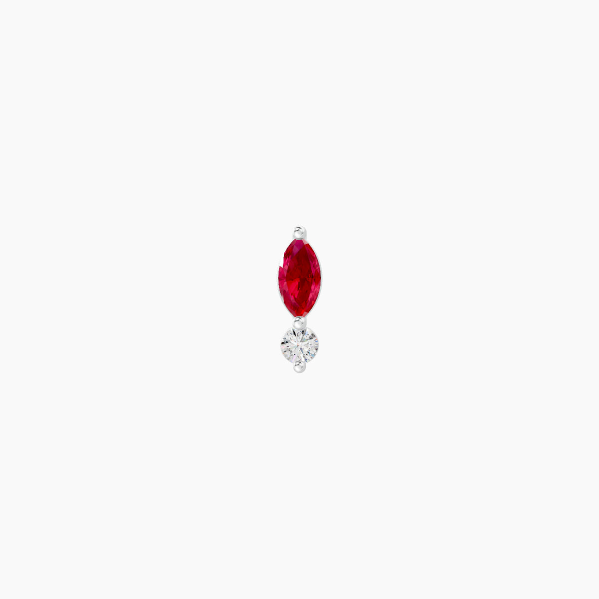 Thea | 18k White Gold 8 mm 5.5 mm Ruby & Diamond Nose Piercing