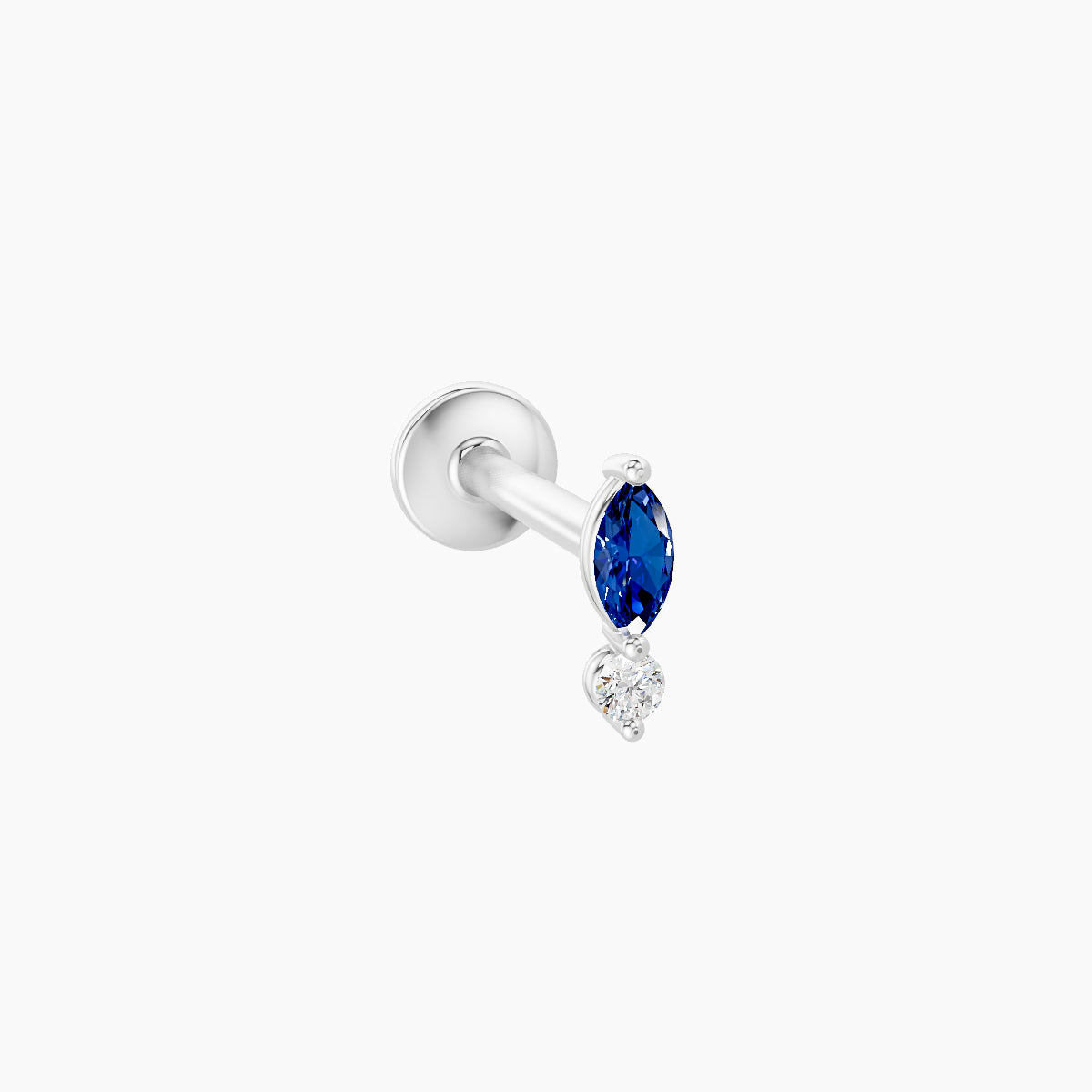 Thea | 18k White Gold 8 mm 5.5 mm Sapphire & Diamond Nose Piercing