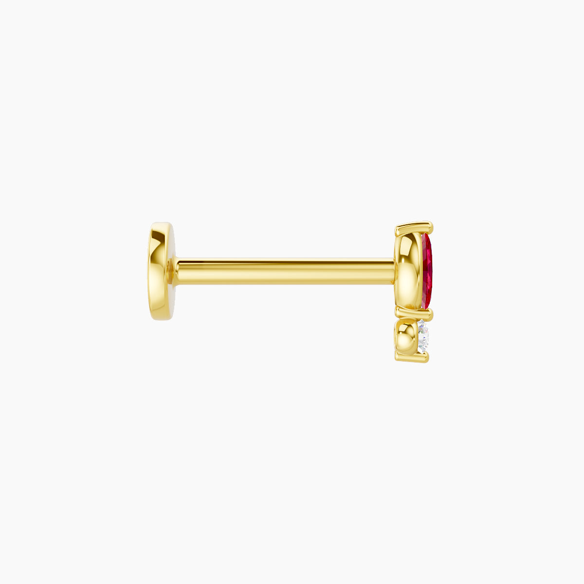 Thea | 18k Yellow Gold 8 mm 5.5 mm Ruby & Diamond Nose Piercing