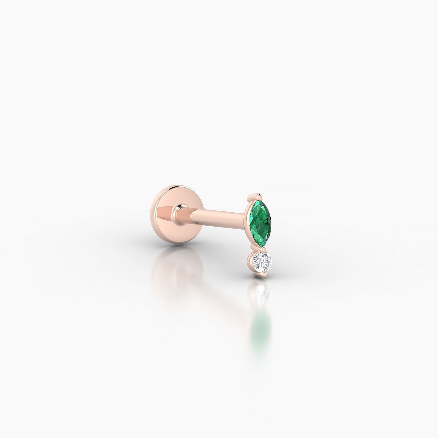 Thea | 18k Rose Gold 8 mm 5.5 mm Emerald & Diamond Nostril Piercing