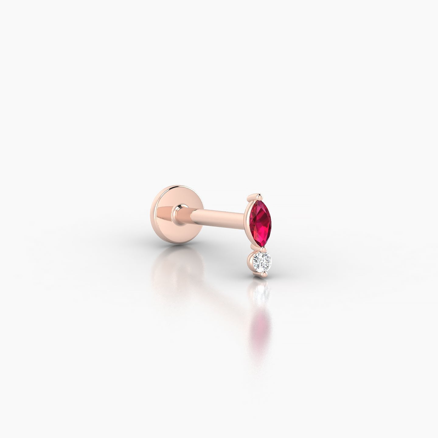 Thea | 18k Rose Gold 8 mm 5.5 mm Ruby & Diamond Nostril Piercing