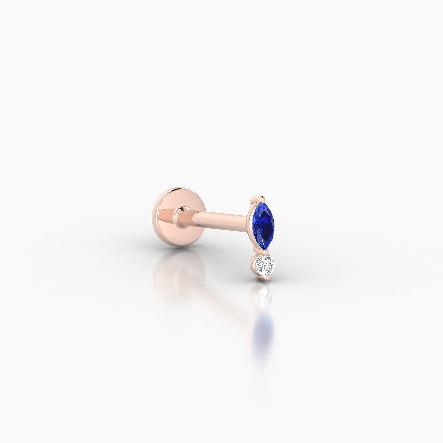 Thea | 18k Rose Gold 8 mm 5.5 mm Sapphire & Diamond Nostril Piercing