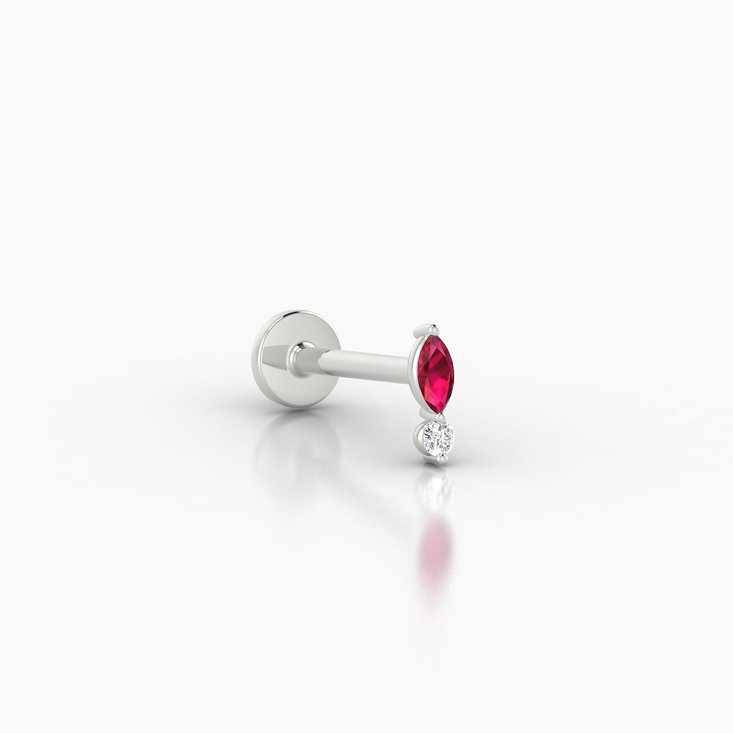 Thea | 18k White Gold 8 mm 5.5 mm Ruby & Diamond Nostril Piercing