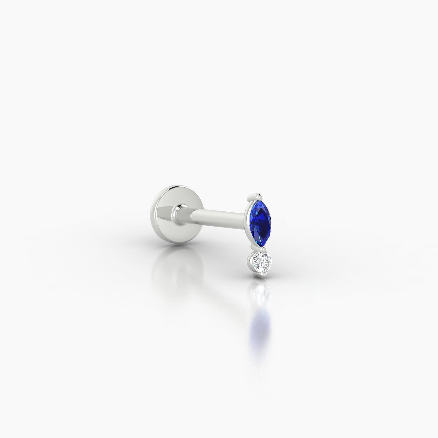 Thea | 18k White Gold 8 mm 5.5 mm Sapphire & Diamond Nostril Piercing