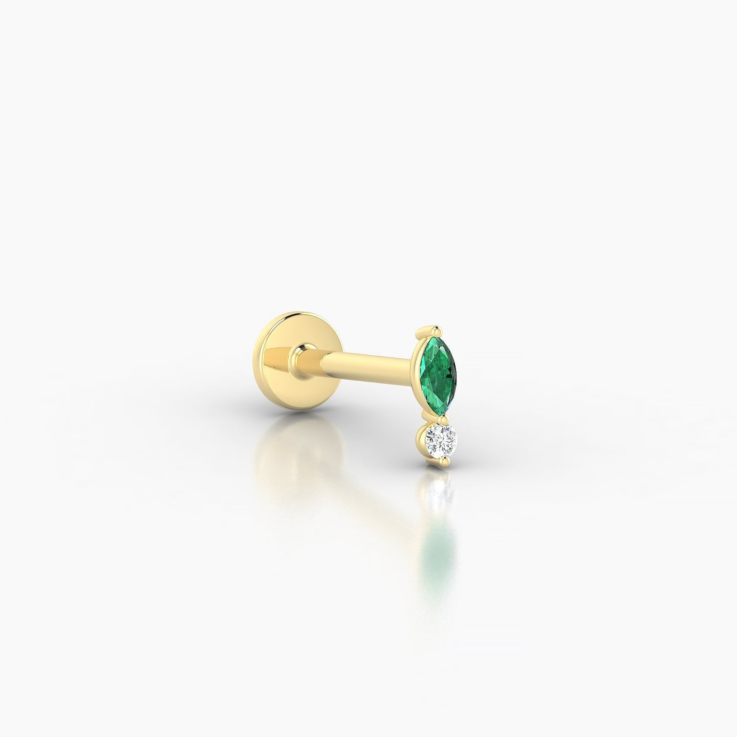 Thea | 18k Yellow Gold 8 mm 5.5 mm Emerald & Diamond Nostril Piercing