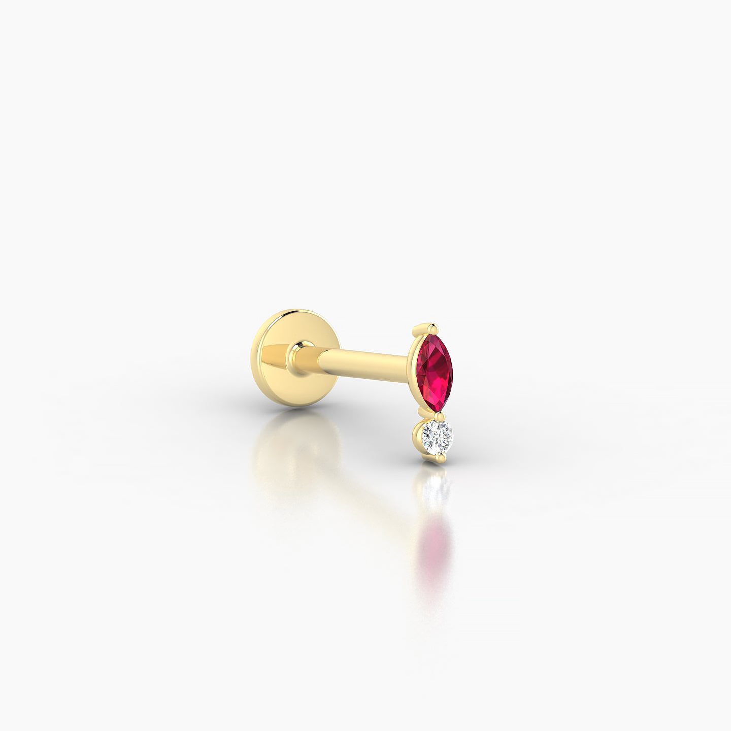 Thea | 18k Yellow Gold 8 mm 5.5 mm Ruby & Diamond Nostril Piercing