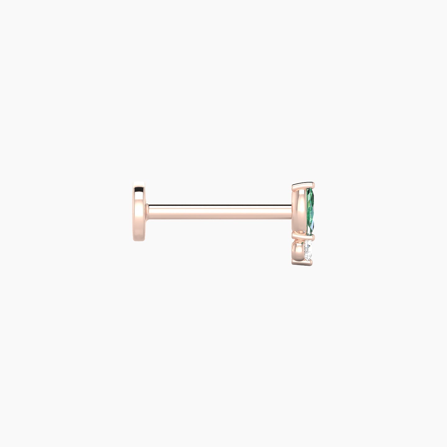 Thea | 18k Rose Gold 8 mm 5.5 mm Emerald & Diamond Nostril Piercing