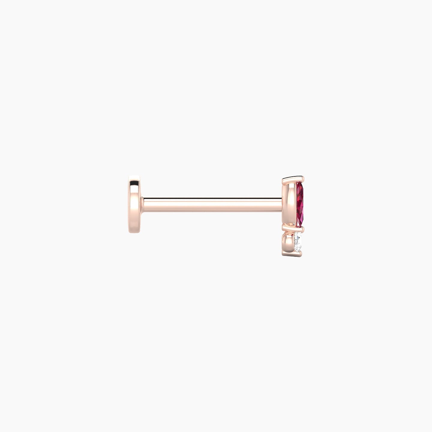 Thea | 18k Rose Gold 8 mm 5.5 mm Ruby & Diamond Nostril Piercing