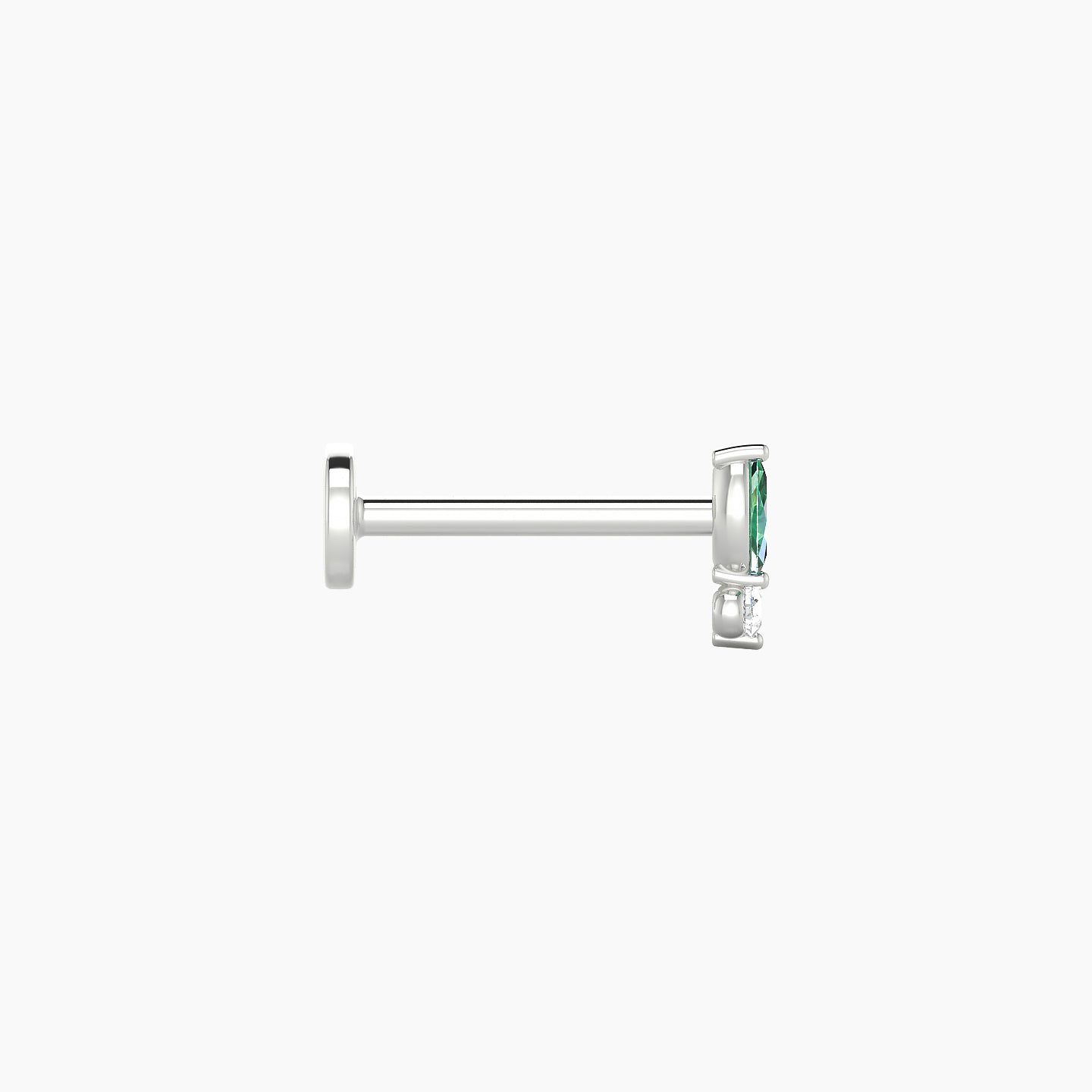 Thea | 18k White Gold 8 mm 5.5 mm Emerald & Diamond Nostril Piercing