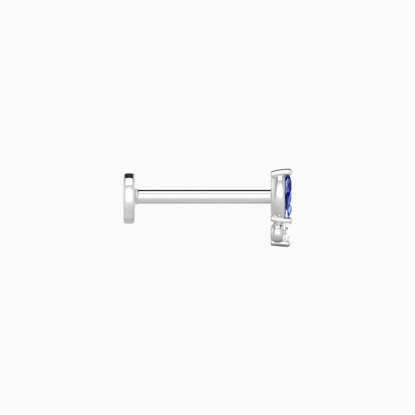 Thea | 18k White Gold 8 mm 5.5 mm Sapphire & Diamond Nostril Piercing