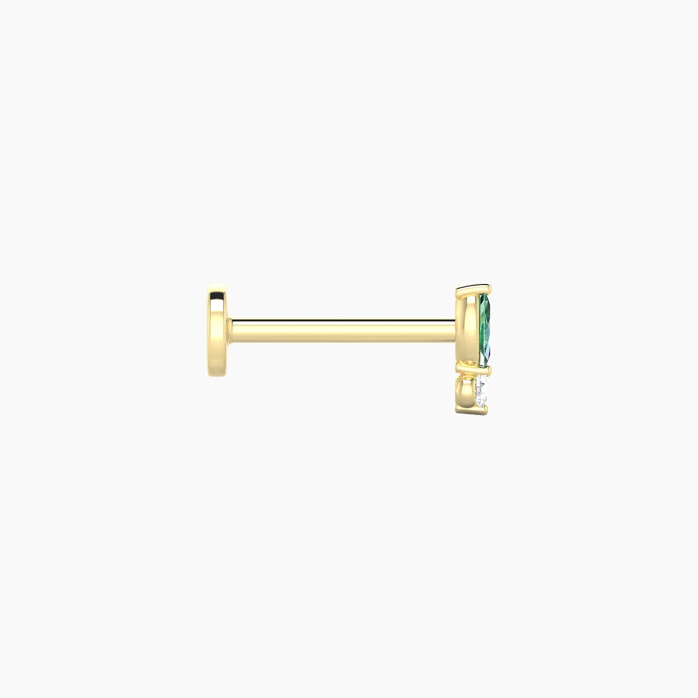 Thea | 18k Yellow Gold 8 mm 5.5 mm Emerald & Diamond Nostril Piercing