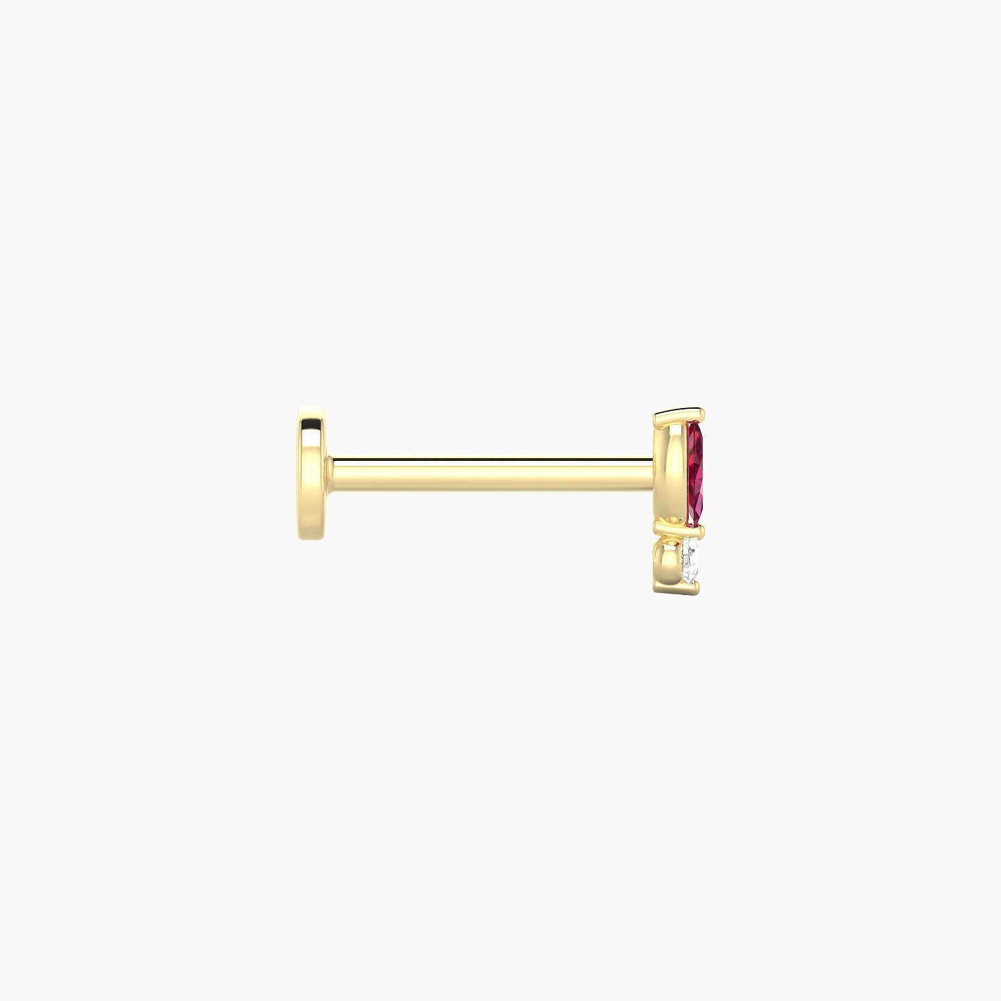 Thea | 18k Yellow Gold 8 mm 5.5 mm Ruby & Diamond Nostril Piercing