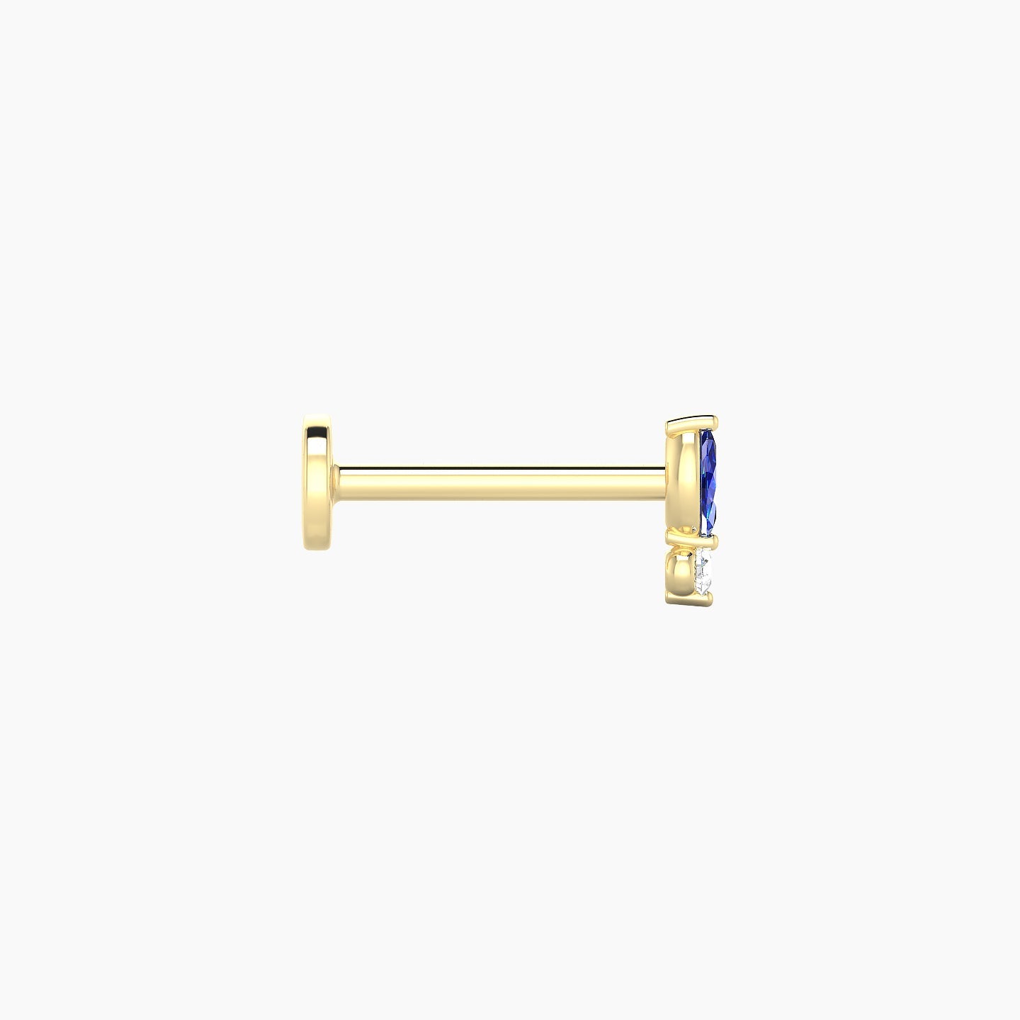 Thea | 18k Yellow Gold 8 mm 5.5 mm Sapphire & Diamond Nostril Piercing