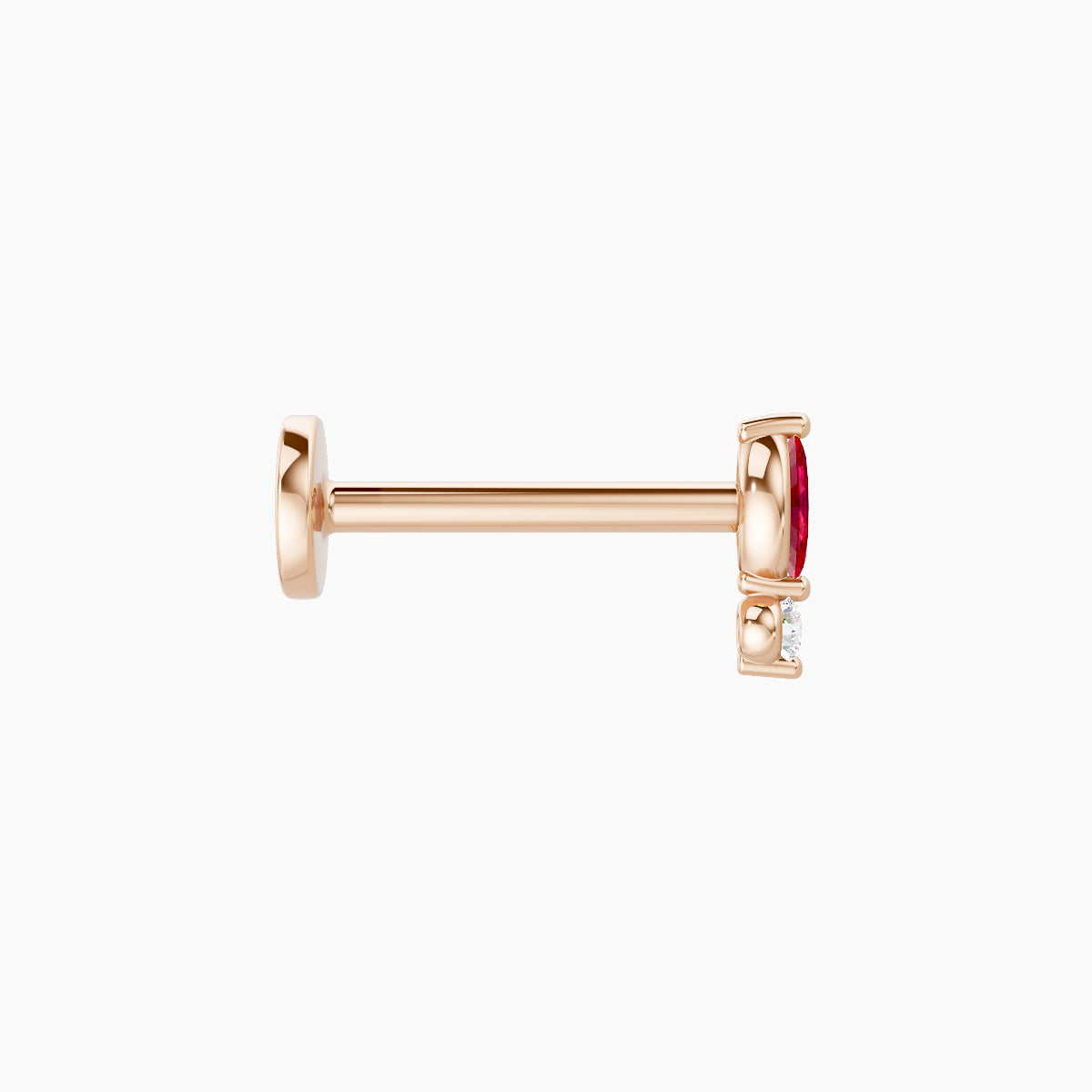 Thea | 18k Rose Gold 8 mm 5.5 mm Ruby & Diamond Piercing