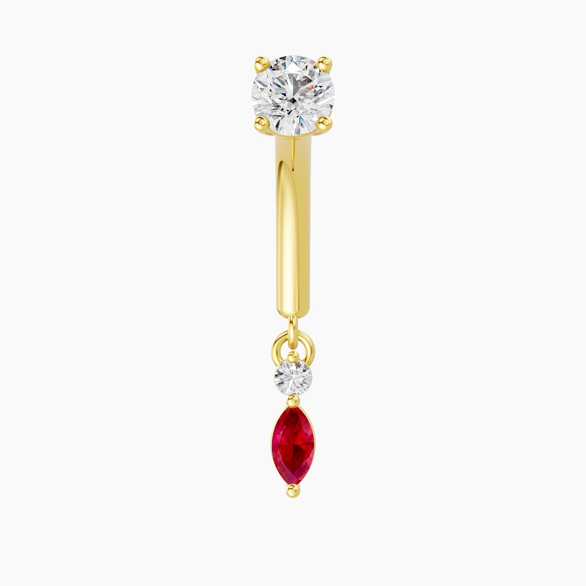 Thea | 18k Yellow Gold 8 mm Ruby & Diamond Rook Piercing