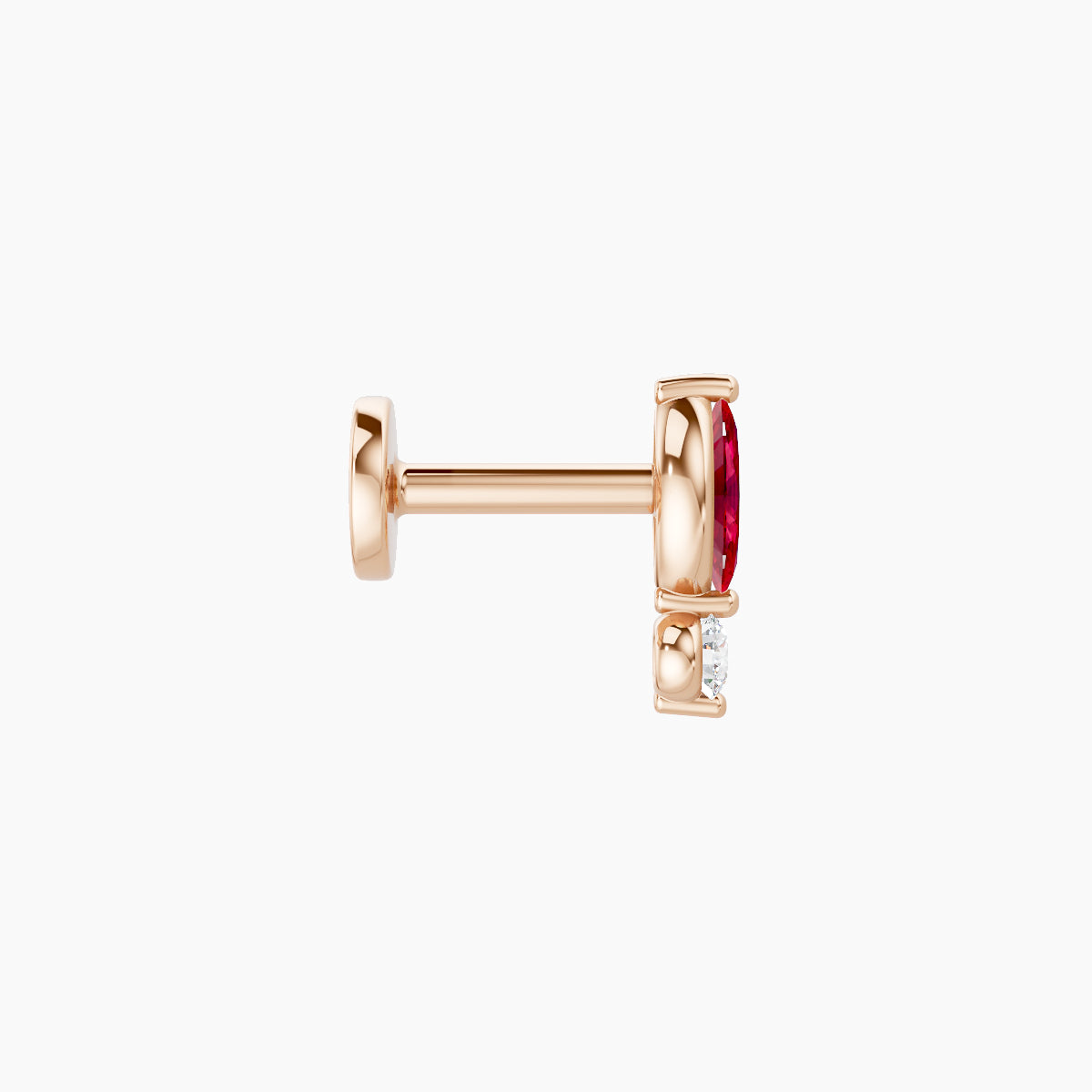 Thea | 18k Rose Gold 5 mm 7 mm Ruby & Diamond Nose Piercing
