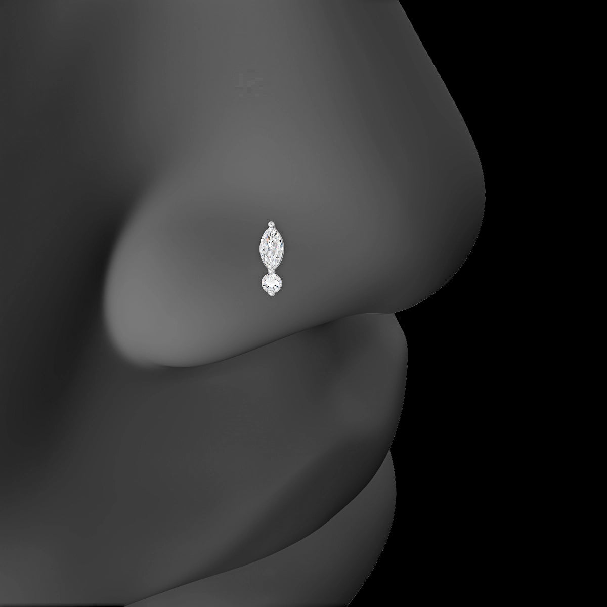 Thea | 18k White Gold 7 mm 5 mm Diamond Nose Piercing