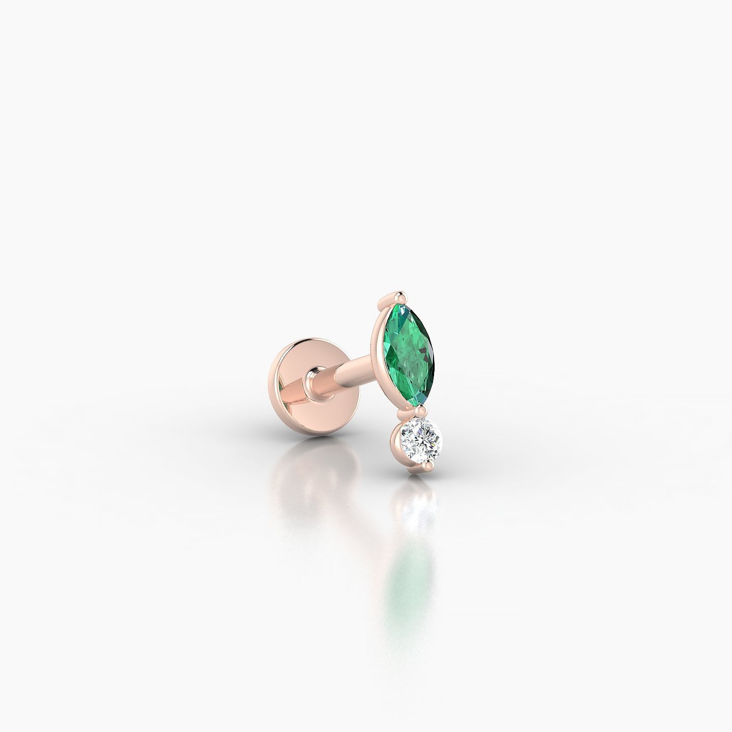 Thea | 18k Rose Gold 5 mm 7 mm Emerald & Diamond Nostril Piercing