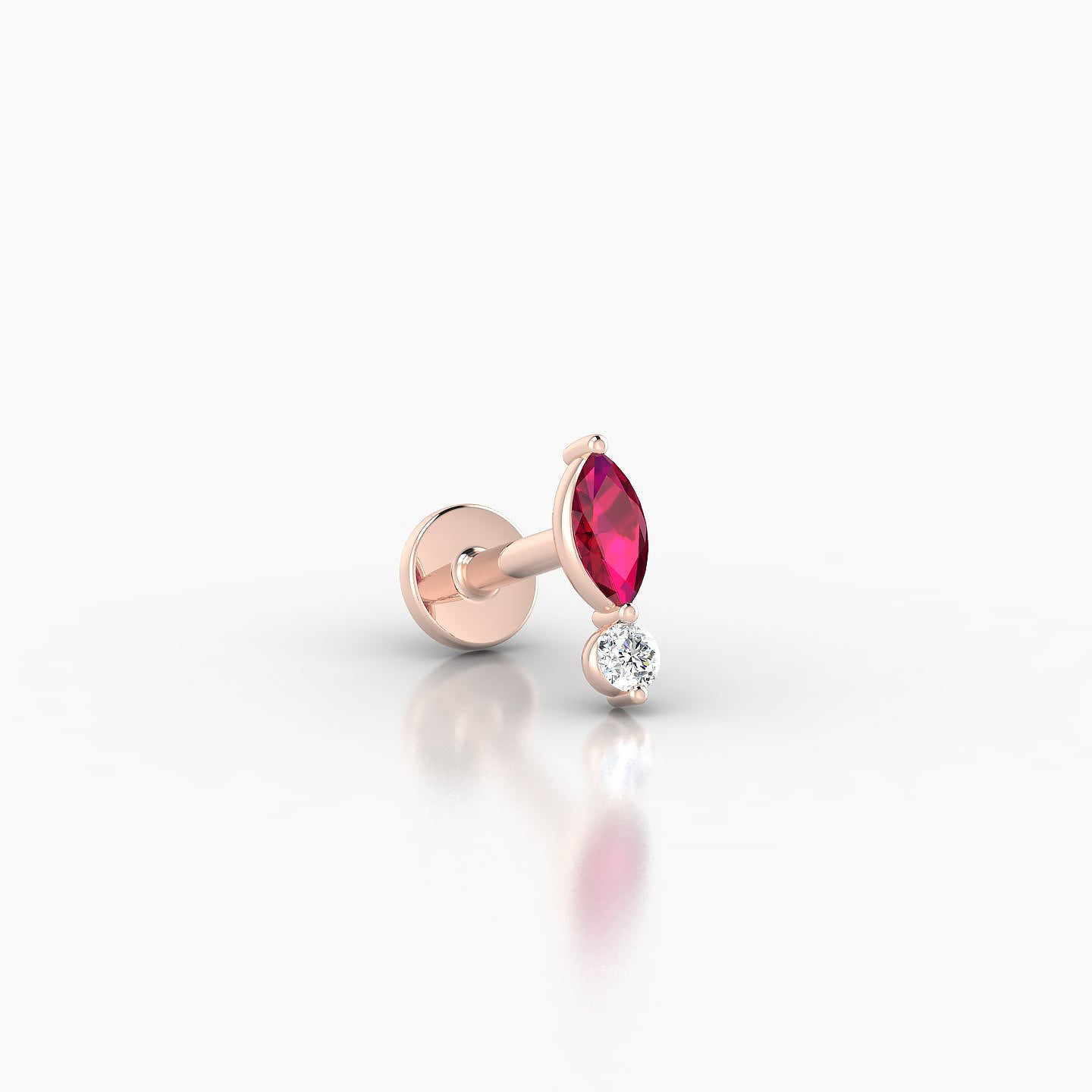 Thea | 18k Rose Gold 5 mm 7 mm Ruby & Diamond Nostril Piercing