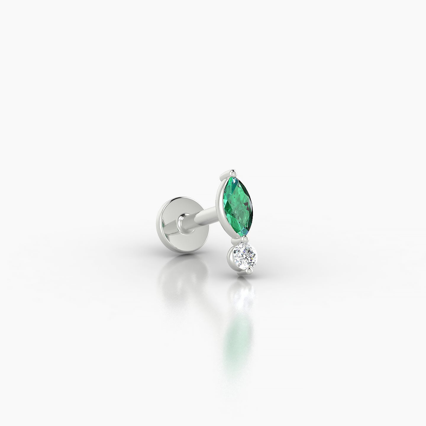 Thea | 18k White Gold 5 mm 7 mm Emerald & Diamond Nostril Piercing