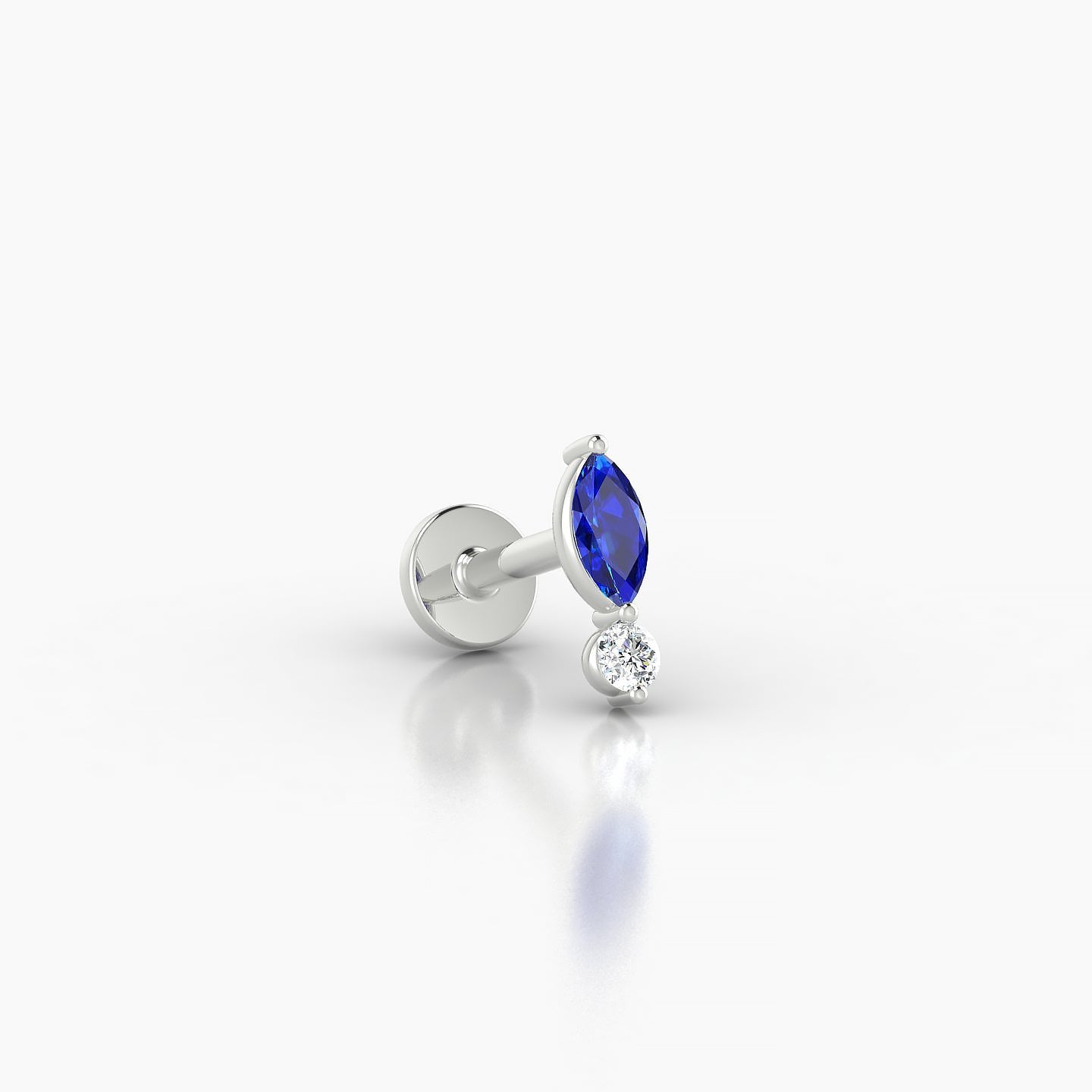 Thea | 18k White Gold 5 mm 7 mm Sapphire & Diamond Nostril Piercing