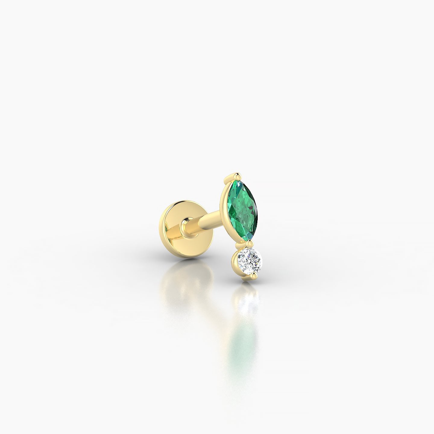 Thea | 18k Yellow Gold 5 mm 7 mm Emerald & Diamond Nostril Piercing