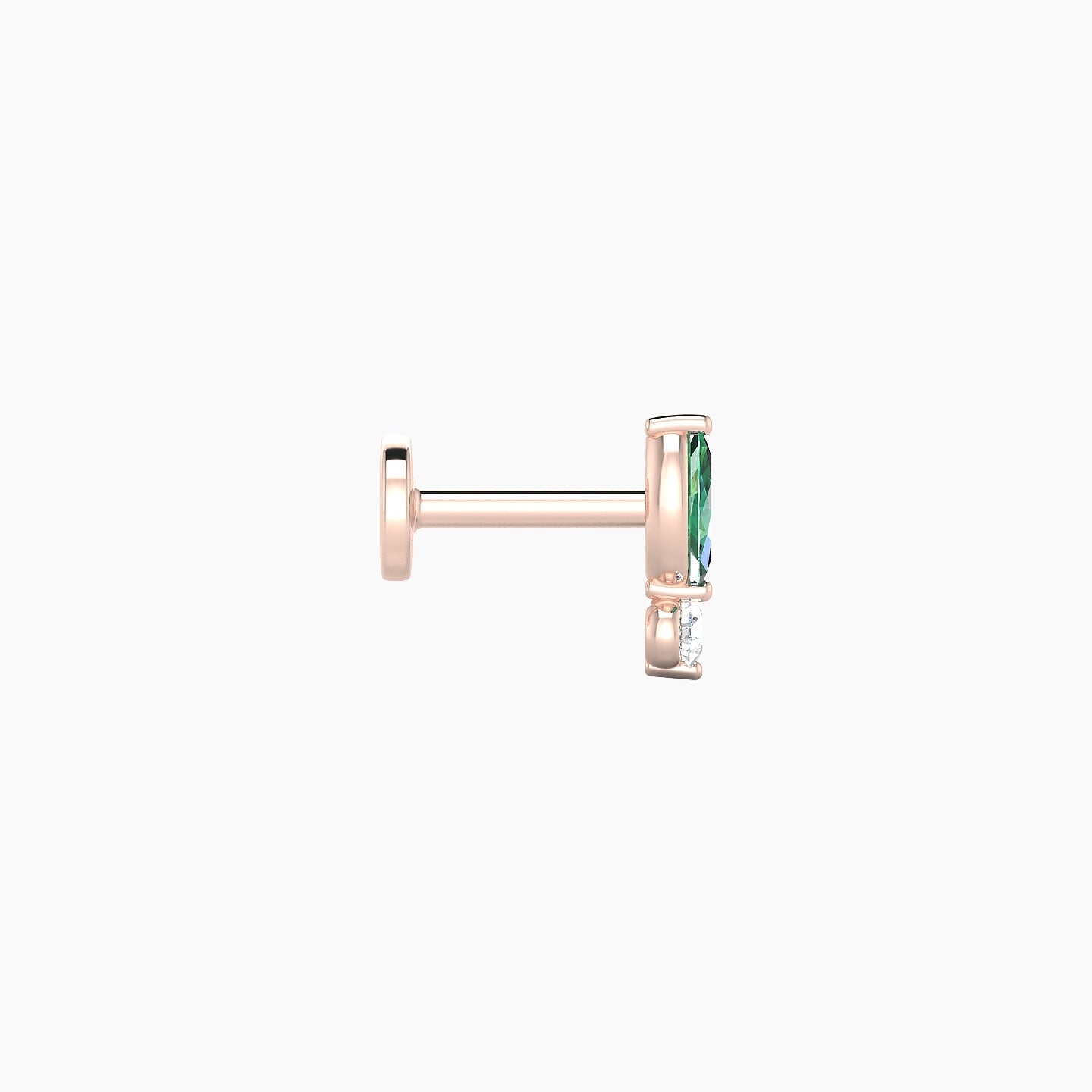 Thea | 18k Rose Gold 5 mm 7 mm Emerald & Diamond Nostril Piercing